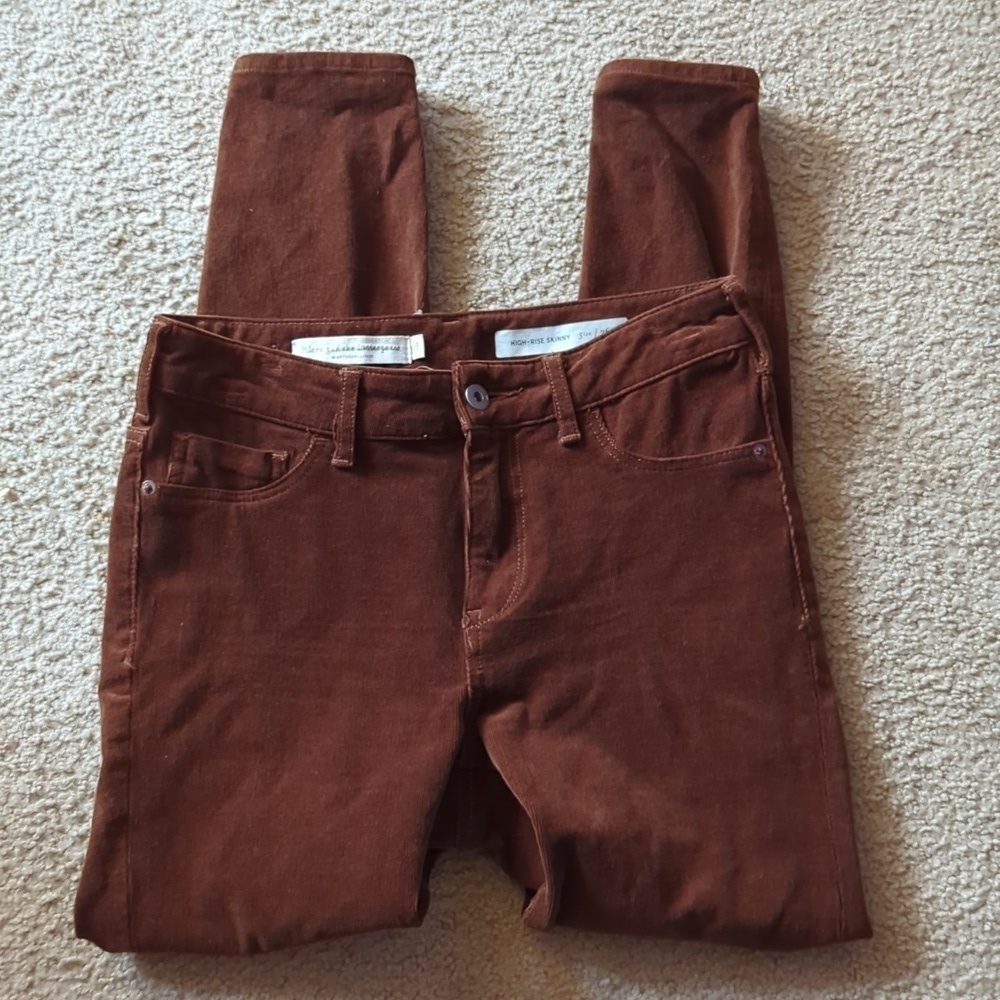 Pilcro & The Letterpress Anthropologie Brown Corduroy Skinny Jeans Size 26